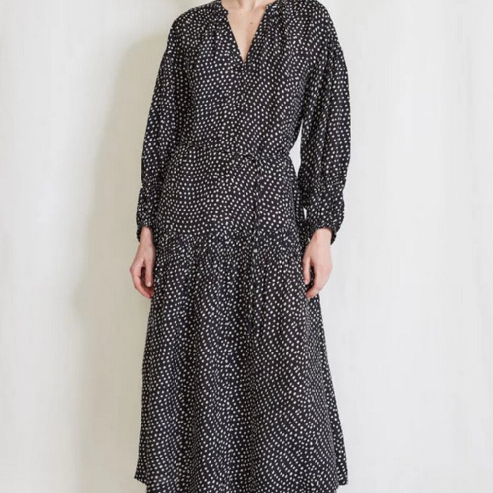 Apiece Apart Ela Maxi Dress; Black w/ white dots; size L